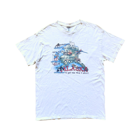Vtg Womens Alaska Destination Graphic T-Shirt Size M Retro Nature Animals Funny - Picture 1 of 8